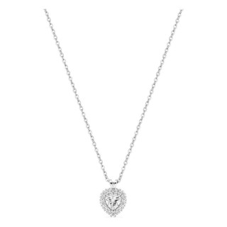 Colar em ouro branco 9K com pendente de coração e diamantes criados 0,29 ct