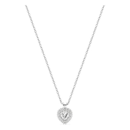 Collar de oro blanco 9K con colgante de corazón y diamantes creados 0,29 ct