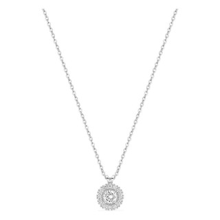 Colar em ouro branco 9K com pendente redondo de diamantes criados 0,30 ct em halo