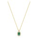Colar em ouro amarelo 9K com esmeralda criada oval e diamantes criados 0,16 ct