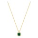 Colar em ouro amarelo 9K com esmeralda criada lapidação almofada e diamantes criados 0,13 ct