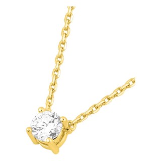 Collar solitario de oro amarillo 18K con diamante creado 0,20 ct