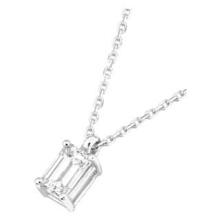 Colar em ouro branco 18K com diamante criado lapidação esmeralda 0,50 ct