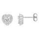 Brincos de pressão em ouro branco 9K com diamantes criados 0,58 ct lapidação coração em halo
