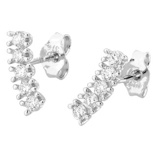 Brincos de pressão em ouro branco 9K com linha de diamantes criados 0,22 ct