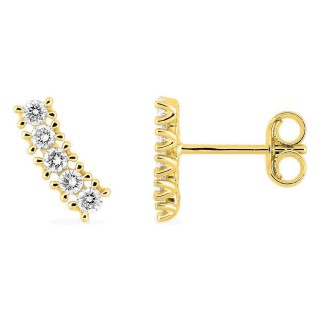 Pendientes de botón de oro amarillo 9K con línea de diamantes creados 0,22 ct