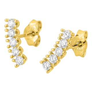 Pendientes de botón de oro amarillo 9K con línea de diamantes creados 0,22 ct