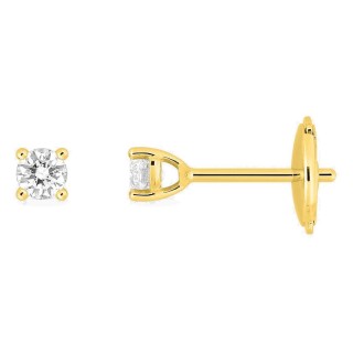Pendientes de botón de oro amarillo 18K con diamantes creados 0,20 ct