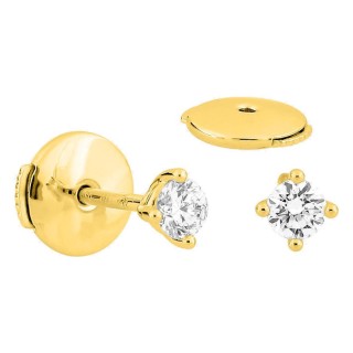 Pendientes de botón de oro amarillo 18K con diamantes creados 0,20 ct