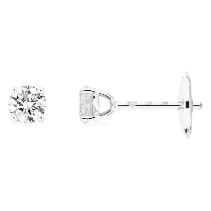 Pendientes de botón de oro blanco 18K con diamantes creados 0,40 ct