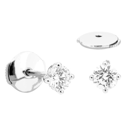 Pendientes de botón de oro blanco 18K con diamantes creados 0,40 ct