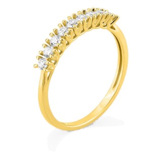 Media alianza de oro amarillo 9K con diamantes creados 0,30 ct en engaste de garras