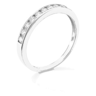 Meia aliança em ouro branco 9K com diamantes criados 0,30 ct em cravação carril