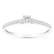 Anel solitário acompanhado em ouro branco 9K com diamantes criados 0,22 ct