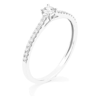 Anel solitário acompanhado em ouro branco 9K com diamantes criados 0,22 ct