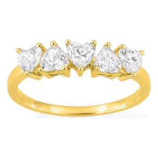 Anel em ouro amarelo 18K com diamantes criados lapidação coração 0,95 ct