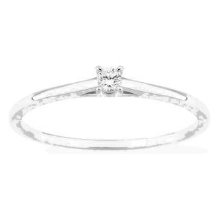 Anillo solitario de oro blanco 9K con diamante creado 0,05 ct