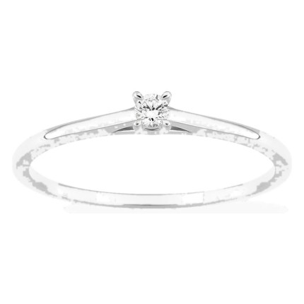 Anillo solitario de oro blanco 9K con diamante creado 0,05 ct