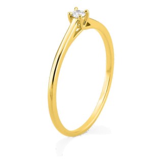 Anillo solitario de oro amarillo 9K con diamante creado 0,05 ct