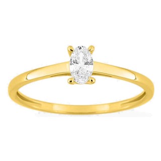 Anillo solitario de oro amarillo 9K con diamante creado talla ovalada 0,20 ct
