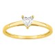 Anel solitário em ouro amarelo 9K com diamante criado lapidação coração 0,19 ct