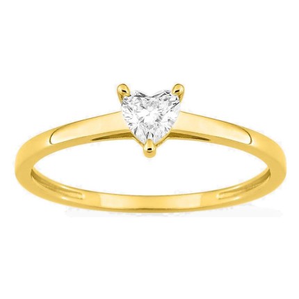 Anillo solitario de oro amarillo 9K con diamante creado talla corazón 0,19 ct