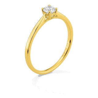 Anel solitário em ouro amarelo 18K com diamante criado 0,20 ct
