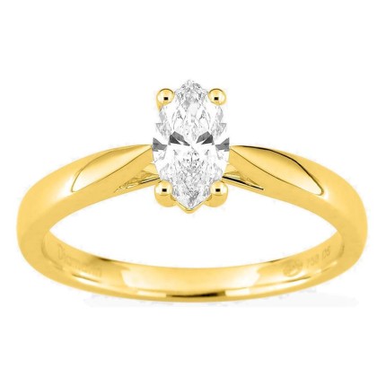 Anillo solitario de oro amarillo 18K con diamante creado talla marquesa 0,50 ct
