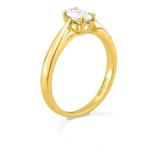 Anillo solitario de oro amarillo 18K con diamante creado talla marquesa 0,50 ct