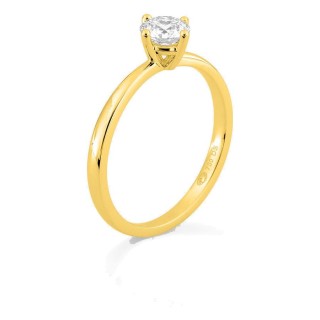 Anel solitário em ouro amarelo 18K com diamante criado 0,50 ct