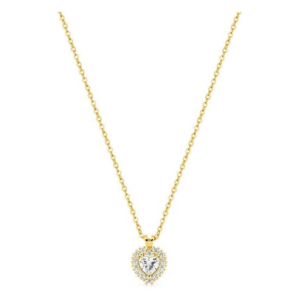 Collar de oro amarillo 9K con colgante de corazón y diamantes creados 0,29 ct