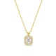 Colar em ouro amarelo 9K com pendente lapidação esmeralda e diamantes criados 0,36 ct