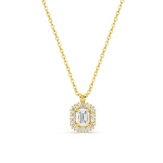 Collar de oro amarillo 9K con colgante talla esmeralda y diamantes creados 0,36 ct