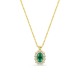 Colar em ouro amarelo 9K com esmeralda criada oval e diamantes criados 0,16 ct