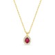 Collar de oro amarillo 9K con rubí creado talla pera y diamantes creados 0,07 ct