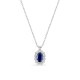 Colar em ouro branco 9K com safira criada oval e diamantes criados 0,16 ct