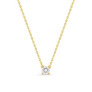 Colar solitário em ouro amarelo 18K com diamante criado 0,20 ct