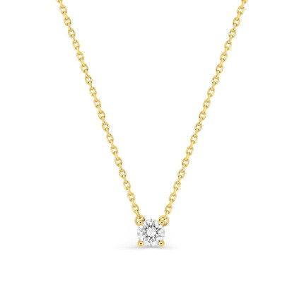 Colar solitário em ouro amarelo 18K com diamante criado 0,20 ct