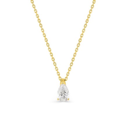 Colar em ouro amarelo 18K com diamante criado lapidação pera 0,50 ct