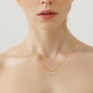 Collar de oro amarillo 18K con diamante creado talla pera 0,50 ct