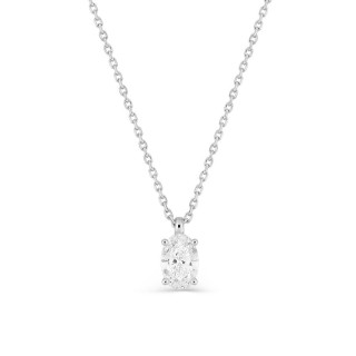 Colar em ouro branco 18K com diamante criado oval 0,50 ct