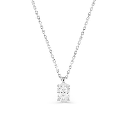 Collar de oro blanco 18K con diamante creado ovalado 0,50 ct