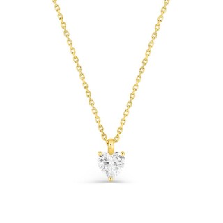 Collar de oro amarillo 18K con diamante creado talla corazón 0,38 ct