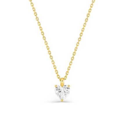 Colar em ouro amarelo 18K com diamante criado lapidação coração 0,38 ct