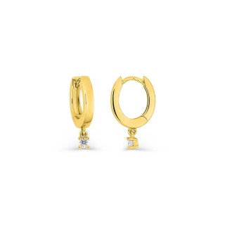 Pendientes de aro de oro amarillo 9K de 8 mm con diamantes creados colgantes 0,05 ct
