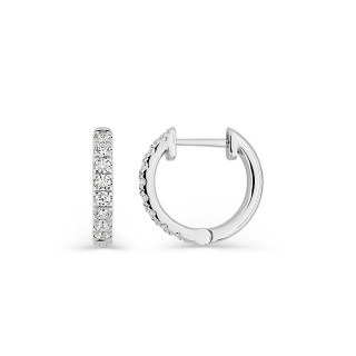 Pendientes de aro de oro blanco 18K de 14 mm con diamantes creados 0,42 ct