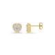 Brincos de pressão em ouro amarelo 9K com diamantes criados 0,58 ct lapidação coração em halo