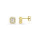 Pendientes de botón de oro amarillo 9K con diamantes creados 0,72 ct talla esmeralda en halo