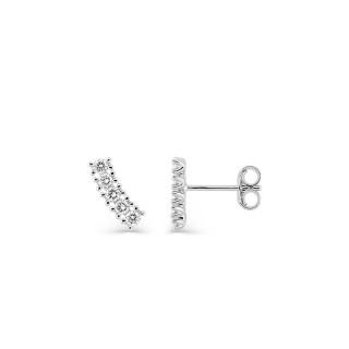 Pendientes de botón de oro blanco 9K con línea de diamantes creados 0,22 ct