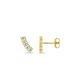 Brincos de pressão em ouro amarelo 9K com linha de diamantes criados 0,22 ct